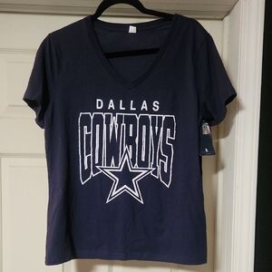 Dallas Cowboys Women's Navy Blue V-Neck Top